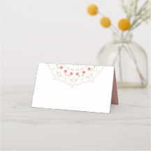 Peach Floral Mandala Blank Place Cards