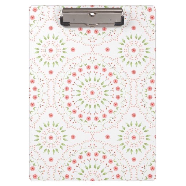 Peach Floral Mandala Clip Board (Front)