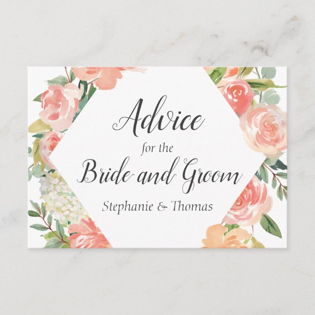 Peach Floral Medley Advice for Bride and Groom Card (Front)