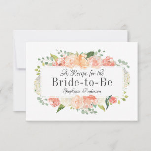 Peach Floral Medley Bridal Shower Recipe Card