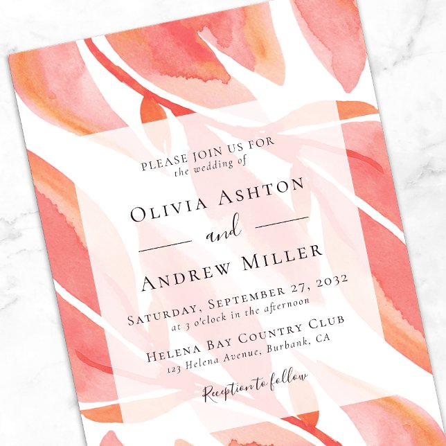 Peach Floral Modern Wedding Invitation (Creator Uploaded)