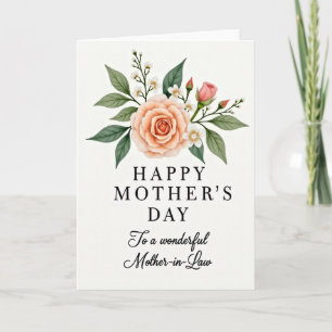 Peach Floral Mothers Day Wish Card
