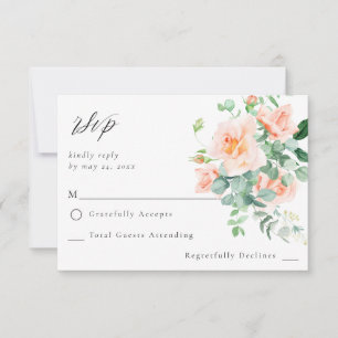 Peach Floral no Meal RSVP V3 Card