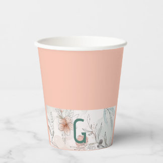 Peach floral Paper cup