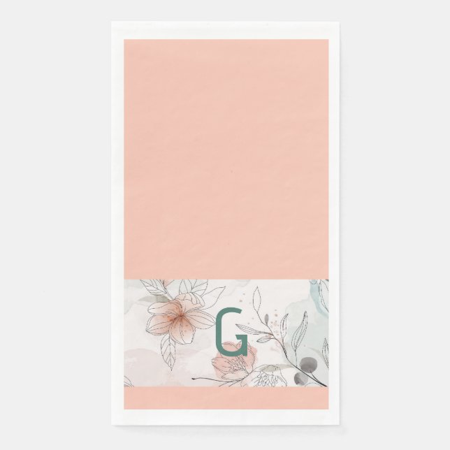 Peach floral Paper Napkin (Front)