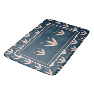 Peach Floral Pattern Bath Mat