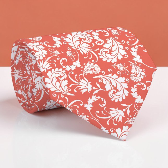 Peach Floral Pattern Custom Necktie (Creator Uploaded)