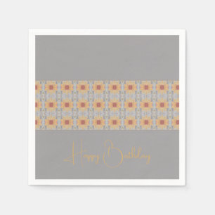 Peach Floral Patterned Napkin