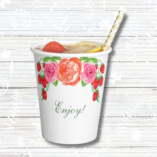 Peach Floral Pink Peony Bridal Brunch  Paper Cups (Creator Uploaded)