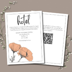 Peach Floral Poppies Modern Elegant Wedding Hotel Enclosure Card