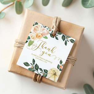 Peach Floral Pumpkin Fall Bridal Shower Favour Tags