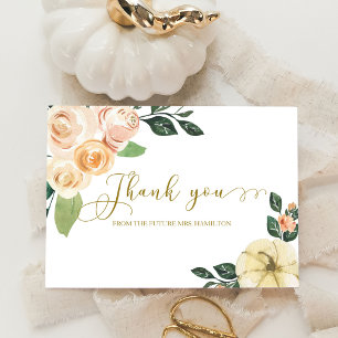 Peach Floral Pumpkin Fall Bridal Shower Thank You Invitation