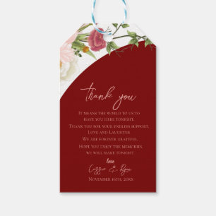Peach Floral Red Arch Wedding Thank you Message Gift Tags