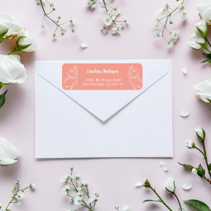 Peach Floral Return Address