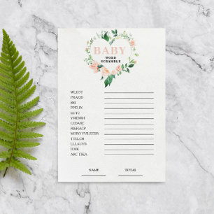 Peach Floral Scramble Baby Shower Game