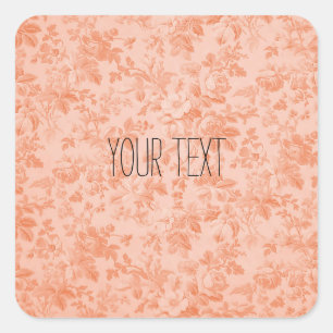 Peach Floral Square Sticker