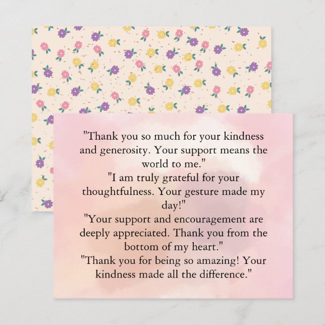 Peach Floral Thank You Card – Grateful Heart (Front/Back)