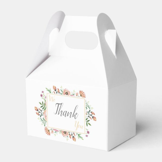 Peach Floral Thank You Favour Box (Front Side)