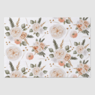 Peach Floral Tissue Paper