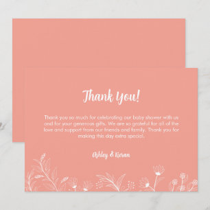 Peach Floral Vintage Baby Shower Thank You Card