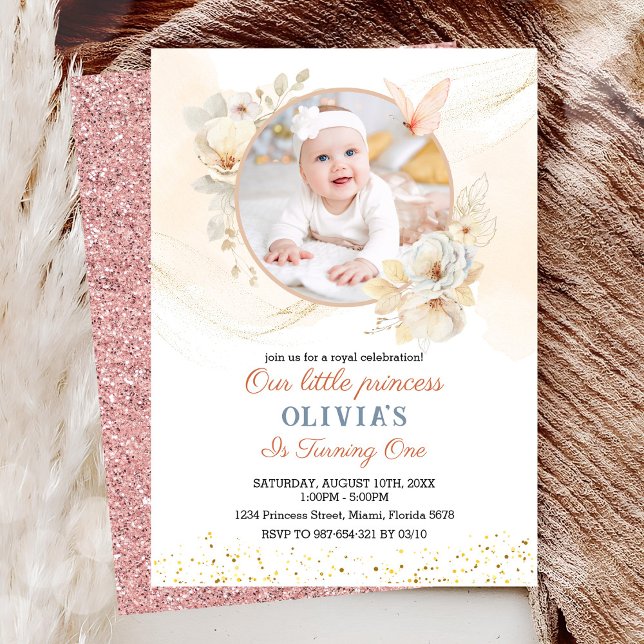 Peach Floral Watercolor Birthday Invitation (Creator Uploaded)