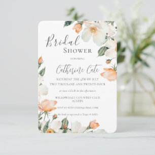 Peach Floral Watercolor Bridal Shower Invitation