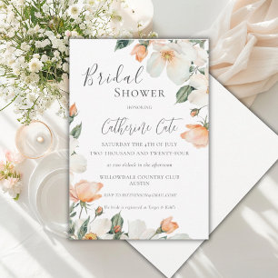 Peach Floral Watercolor Bridal Shower Invitation
