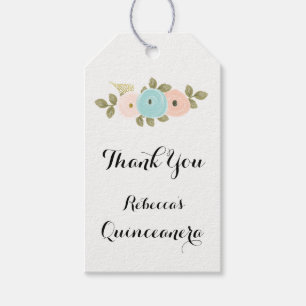 Peach Floral Watercolor Quinceanera Gift Favour Ta Gift Tags