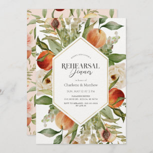 Peach Floral Watercolor Rehearsal Dinner Invitation