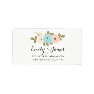 Peach Floral Watercolor Wedding Address Label