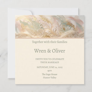 Peach Floral Wedding Invitation