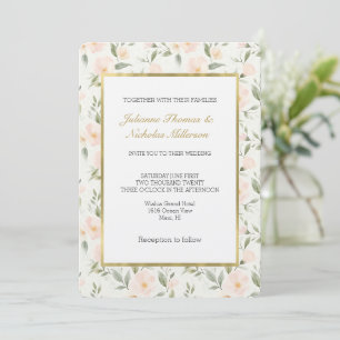 Peach Floral Wedding Invitation