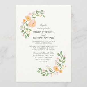 Peach Floral Wedding Invitation