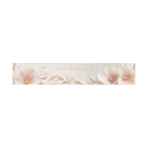 Peach floral wedding invitation belly band
