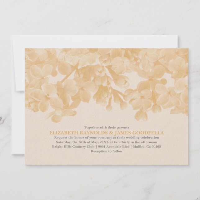 Peach Floral Wedding Invitations (Front)