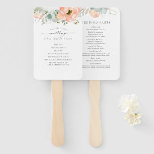 Peach Floral Wedding Program Hand Fan