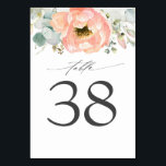 Peach Floral Wedding Table Number Cards<br><div class="desc">Peach flowers wedding table number cards</div>