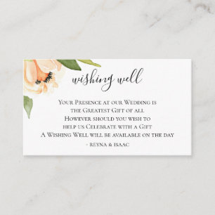 Peach Floral Wedding Wishing Well Enclosure Card