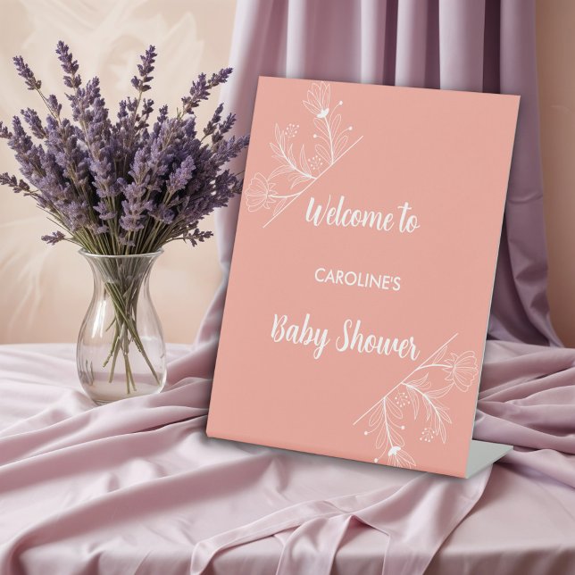 Peach Floral Welcome Baby Shower Sign (Creator Uploaded)