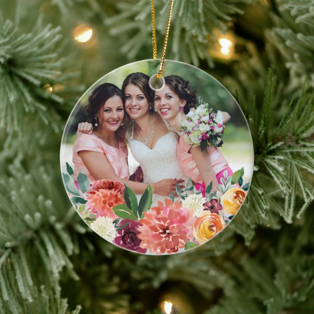 Peach Floral World's Greatest Bridesmaid Ornament (Tree)