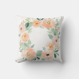 Peach Floral Wreath Pillow