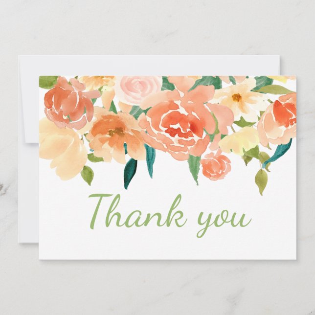 Peach Florals | Baby Shower Thank You (Front)