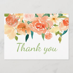 Peach Florals   Baby Shower Thank You Card
