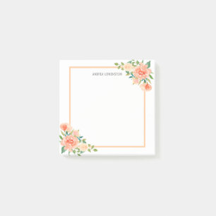 Peach Florals Modern Border Chic Post-it Notes