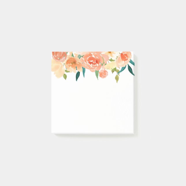 Peach Florals Modern Chic Post-it Notes (Front)