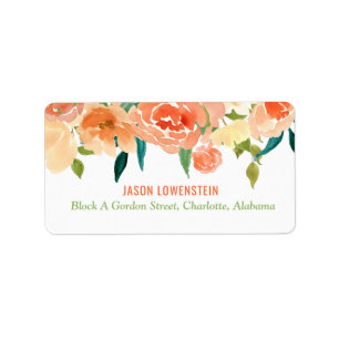 Peach Florals Wedding Label