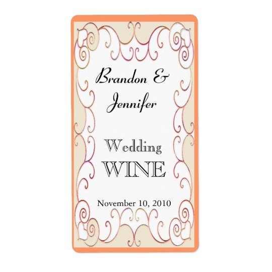Peach Flourish Wedding Mini Wine Labels