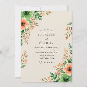 Peach Flourishing Floral Wedding Invitation