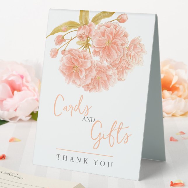 Peach flower blossom wedding sign cards and gifts (In SItu (Wedding))