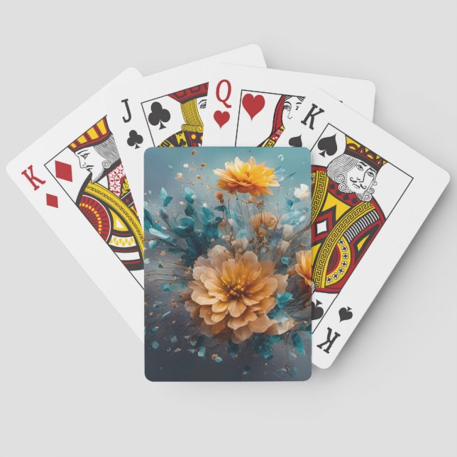 Peach Flower Burst Playing Cards (Back)